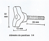 Manípulo estrela pequeno c/ parafuso 1/4 x 1